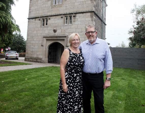 Liz Aldridge and partner Steve Hanger at Fitzford Gate House, Tavistock - their holiday home is on Channel 5's Holiday Homes in the Sun