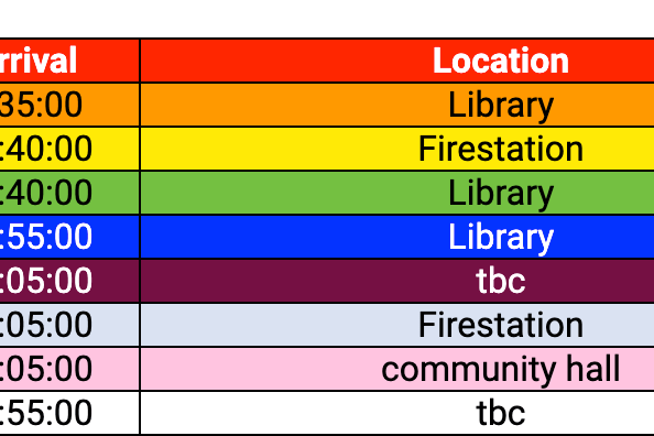 Pride bus times for tomorrow on February 25