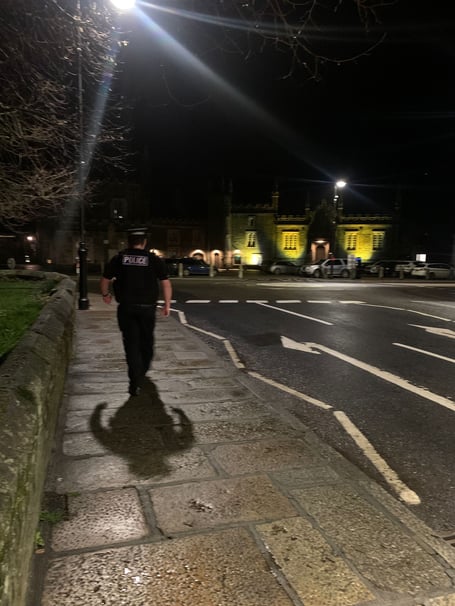 Police patrolling in Tavistock town centre on Friday night