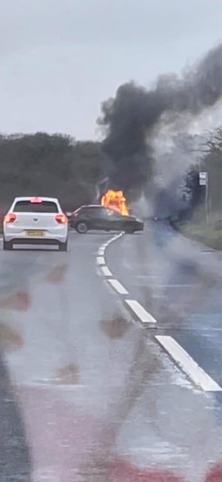 Campervan on fire