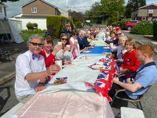 Streets and residents decked out in red, white and blue