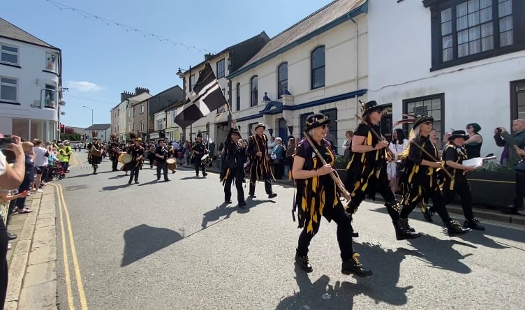 The Cornish Wreckers making their way through the town during the procession