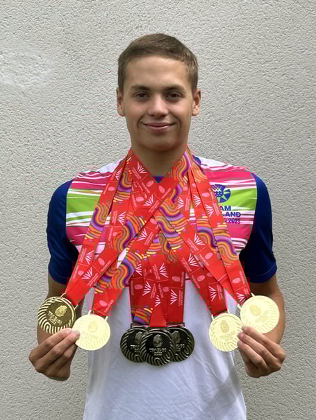 Matthew Ward swimmer Tavistock Commonwealth Youth Games 2023 four golds