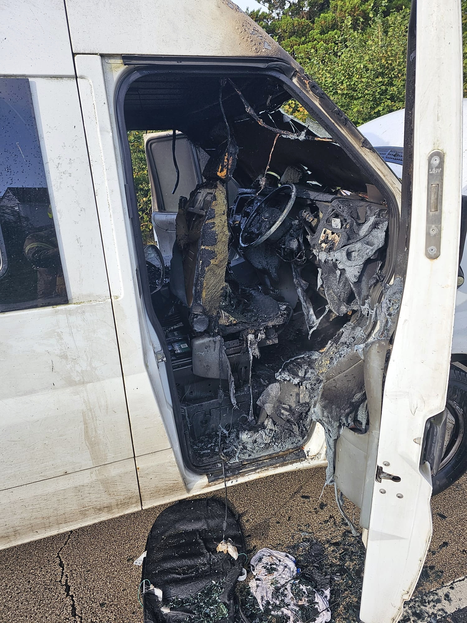 Fire crew attends van blaze