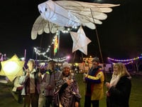 Village lantern parade on way
