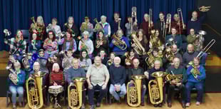 Stannary Brass Band stage Christmas concert