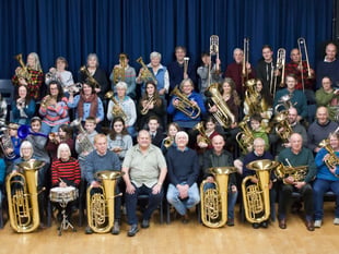 Stannary Brass Band stage Christmas concert