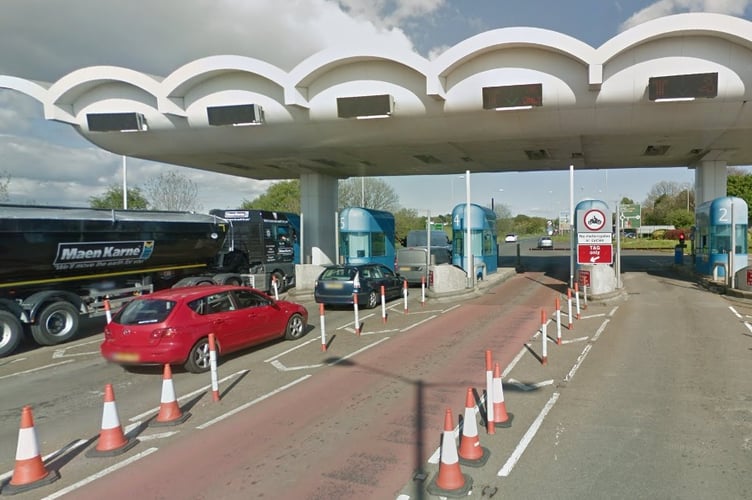 Tamar Bridge tolls on A38 Plymouth side