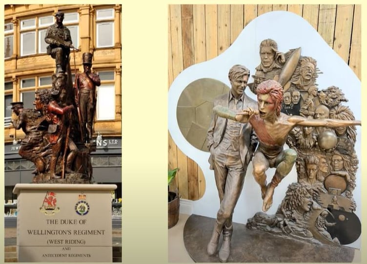 Andrew Sinclair's work includes his Duke of Wellingston sculture, left, and the David Bowie sculpture
