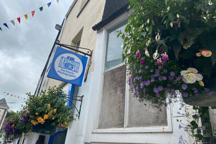 Tavistock blooming with colourful hanging baskets.