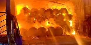 Farm fire sparks hay barn warning