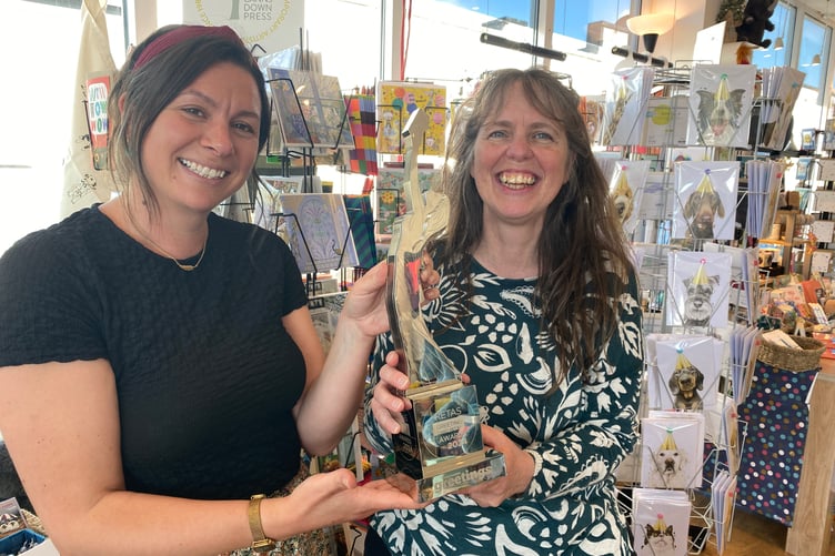 Vicki Hunt and Sally Swift with Cards & Moor national award