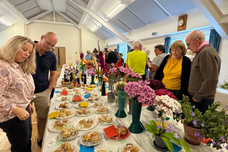 Admiring some of the exhibits at Spreyton Flower, Produce and Craft Show.  AQ 1024