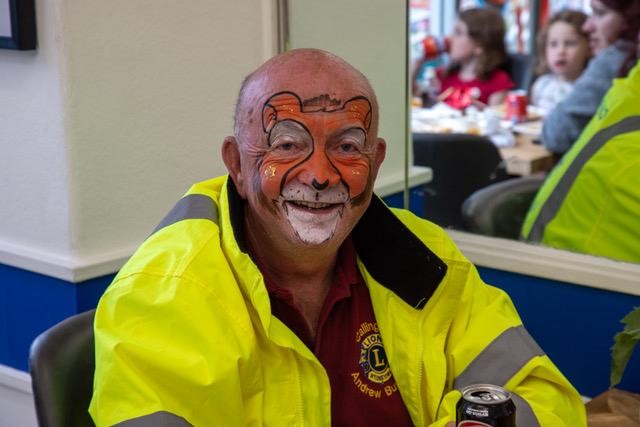 Callington Lions Club president Andy Burnard joined in with the facepaint