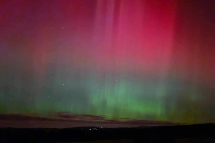 Lyndsey Cudmore's colourful photo of the Northern Lights at Tavistock Golf ClubJPG