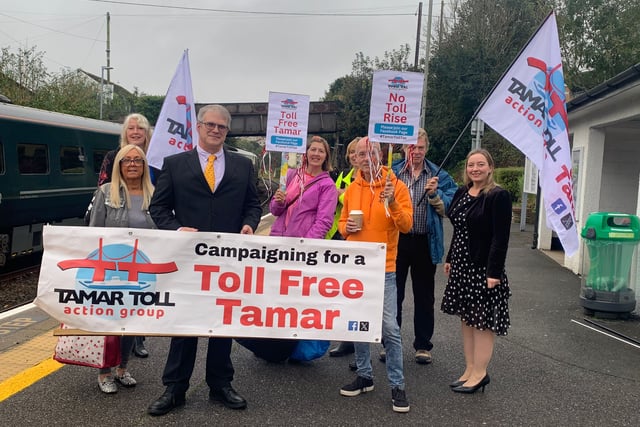 Protest begins ahead of public inquiry into Tamar Toll increases