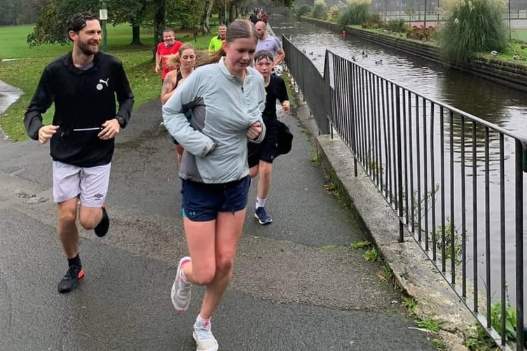 The charity run in aid of Cancer Research and in support of Dotty King skirts Tavistock Canal.