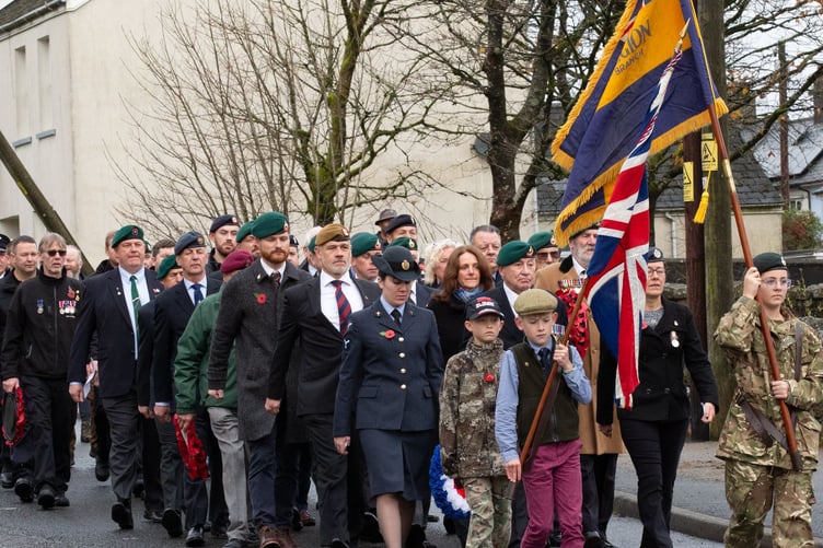 Princetown Remembrance Sunday parade.