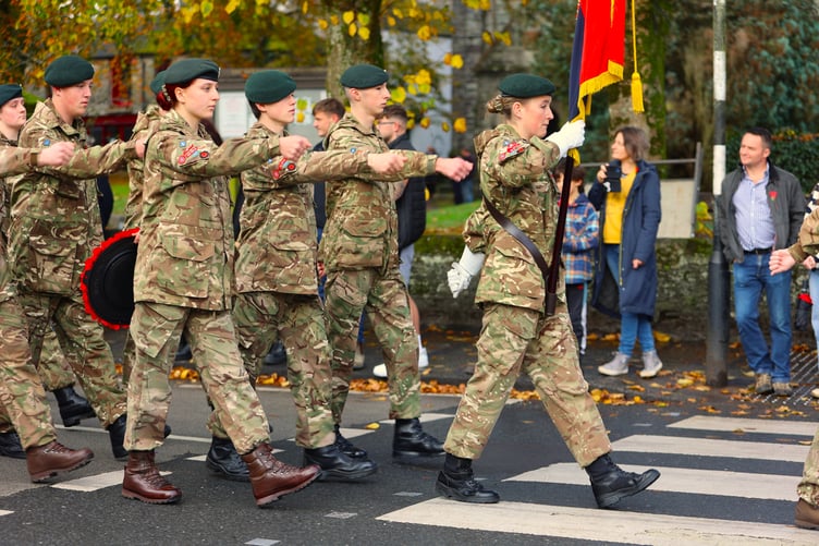 Army Cadets at Tavistock Remembrance service and parade