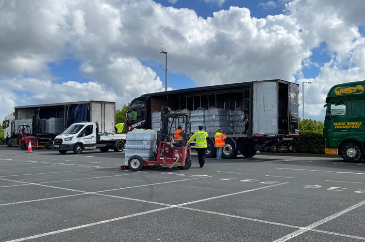 Water being distributed