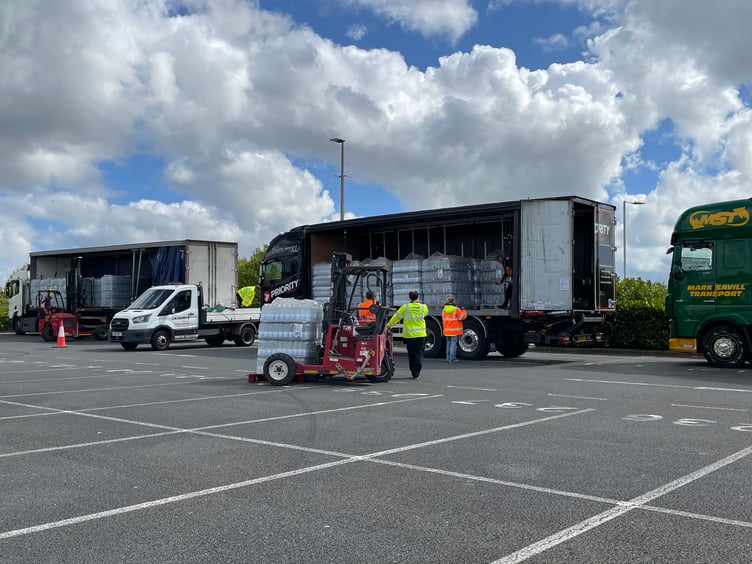 Water being distributed