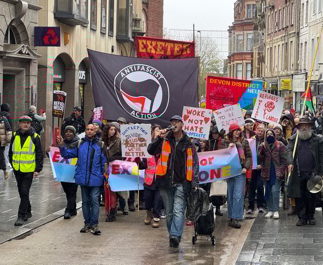 1,000 took part in protest and counter protest in Exeter
