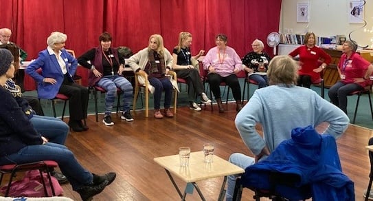 Broadcast legend Angela Rippon showed some her best moves at a seated exercise class for those with restricted mobility at Tavistock Area Support Services (TASS). 