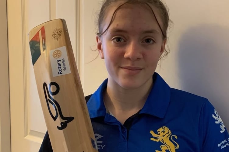 Talented schoolgirl cricketer Lucy Hulbert has thanked Yelverton Rotary Club for sponsoring her Devon Cricket Foundation tour of Sri Lanka. The club's logo is on her bat.