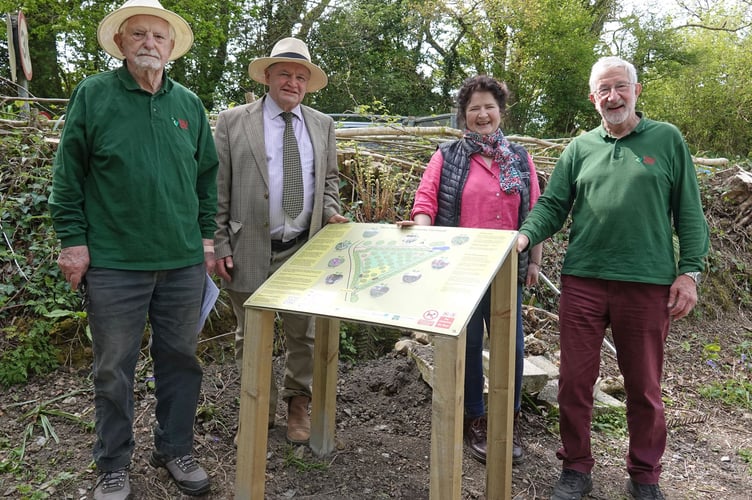 Bere Ferrers Orchard opening with Brian Lamb (far left) and Graham Reed (far right) of Tavy and Tamar Apple Group. Guest VIPs Philip Hygate and Valerie Darwall of Tamar Valley National Landscapes. Picture by Ann Parsons.