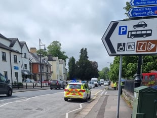 Traffic backed up on Plymouth Road after collision