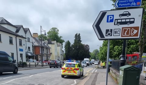 Traffic backed up on Plymouth Road after collision