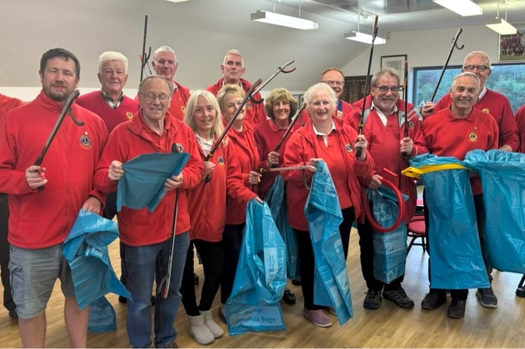 Tavistock Lions ready to go out litter picking around the town as part of the Lions' recent Global Week of Service