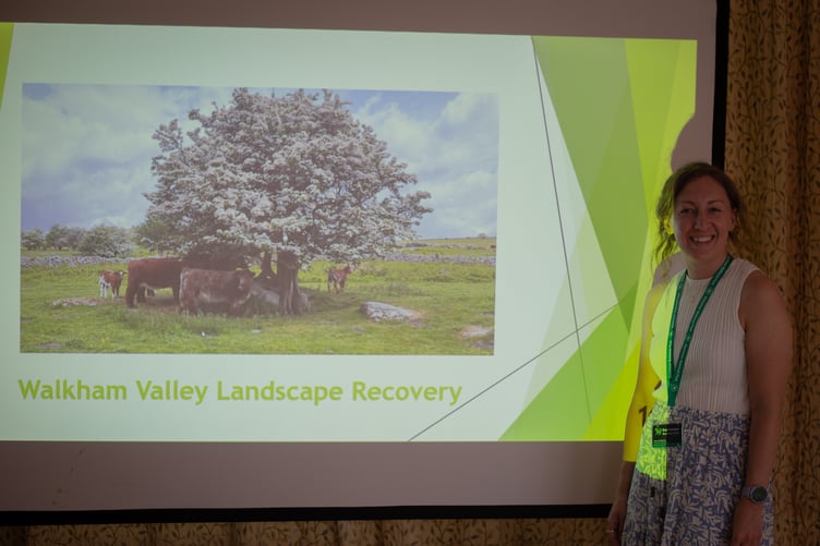 Walkhampton villagers were consulted on a landscape recovery programme by Dartmoor National Park officers at an event in the village hall. Pictured is one of the officers with a presentation. Picture by Sam Griffith.