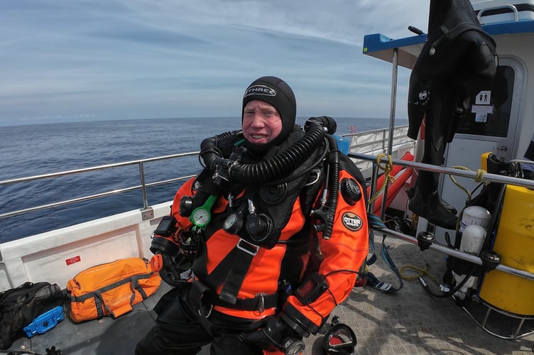 Bere Alston diver Andy Wrigglesworth after his dive on the USCGC Tampa wreck.