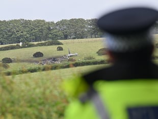 Royal Navy helicopter crashes in field at Sourton Cross