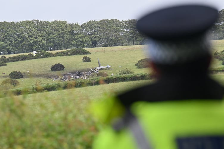 Royal Navy Merlin helicopter crash close to the A30 at Sourton Cross near Okehampton, Devon. Photo: StevePope/MDA