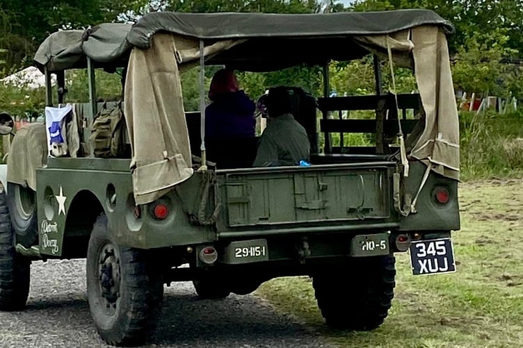 A vintage US Army Jeep at Harlings Farm open day during the national Open Farm Sunday weekend to raise funds for its social enterprise Daniel's Ride.