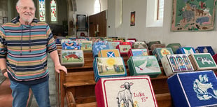 In pictures: Creative prayer kneelers celebrate village life