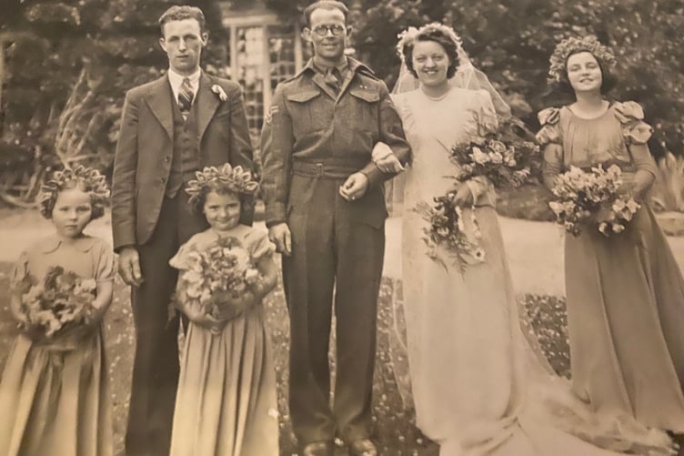 Pauline Richardson donated her mum's beautiful wedding dress to Tavistock Museum along with its interesting story. Pictured are her parents Peggy in the dress and Harold Windows getting married.