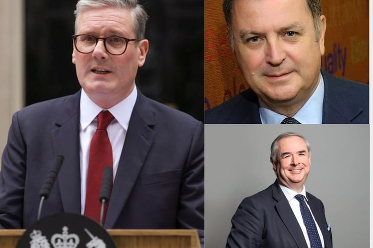 Sir Keir Starmer resigns in a speech outside 10 Downing Street. Top right: Sir Mel Stride. Bottom right: Sir Geoffrey Cox