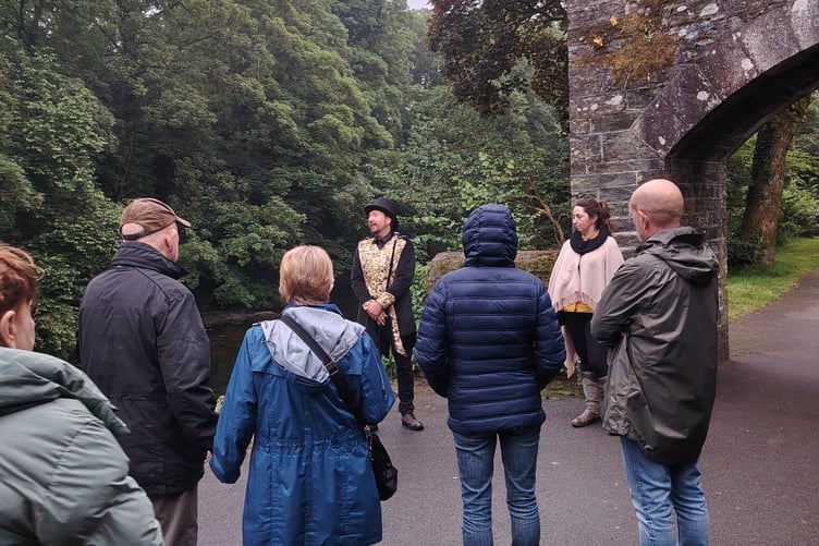 Lawrence McNeela on the riverside walk on his Tavistock ghost tour.