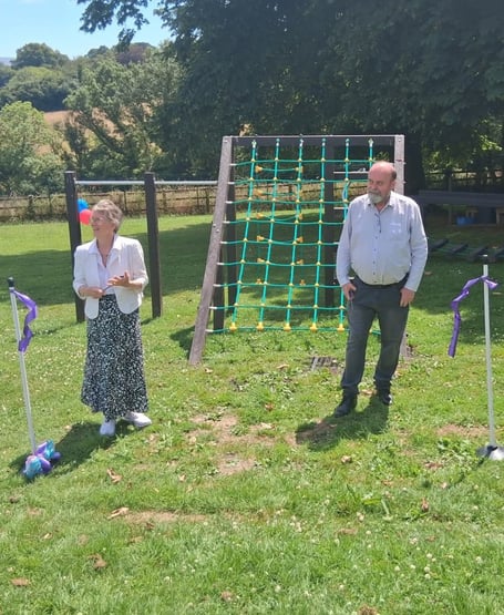 Mags Jarvis and Morgen Witzel officially opened Northlew and Ashbury Primary School's new play area to mark its 160 years.