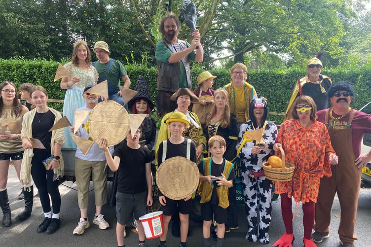 Tavistock Musical Theatre with characters from its Jack and the Beanstalk production at Tavistock Lions Carnival Parade.