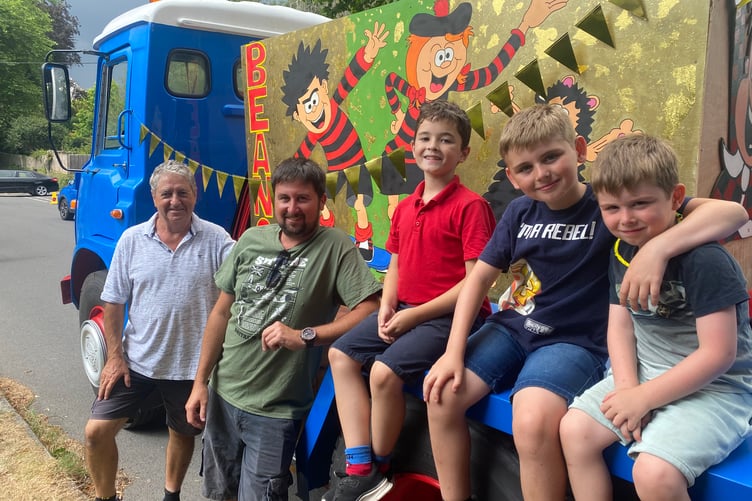 A Beano-themed float in Tavistock Carnival parade, re-lives a Gulworthy carnival float 35 years ago.