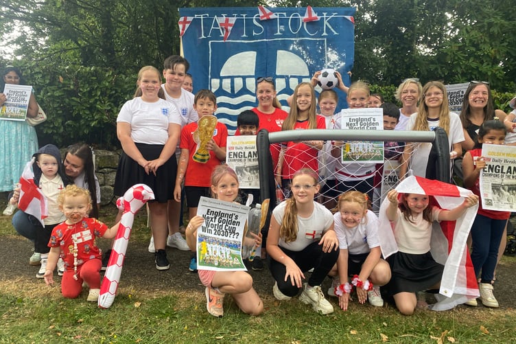 Tavistock Primary scores a goal with this World Cup themed contribution to Tavistock Lions Carnival Parade.