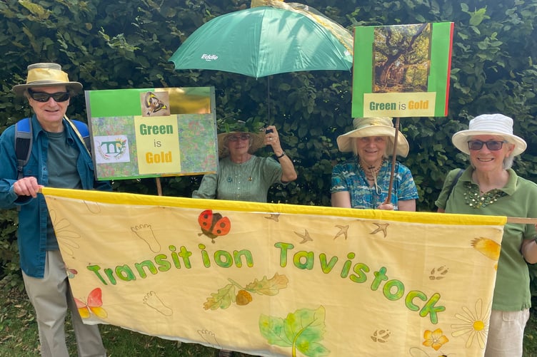 Transition Tavistock environmental group say 'green is gold' to reflect the 'golden moments' theme of Tavistock Lions Carnival parade.
