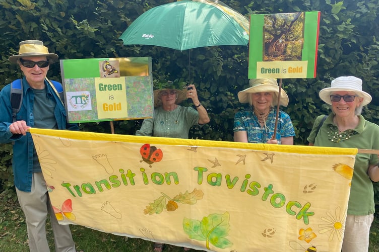 Transition Tavistock environmental group say 'green is gold' to reflect the 'golden moments' theme of Tavistock Lions Carnival parade.