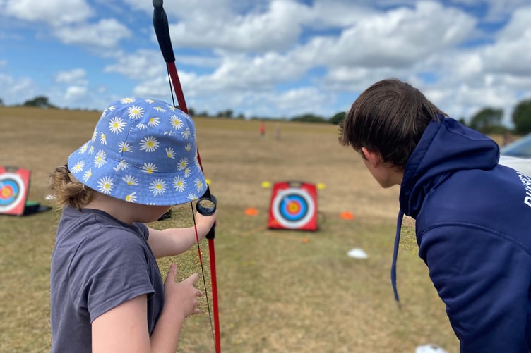 On target for a sport, games and tractor rides at Yelverton Rotary Club Family Fun Day.