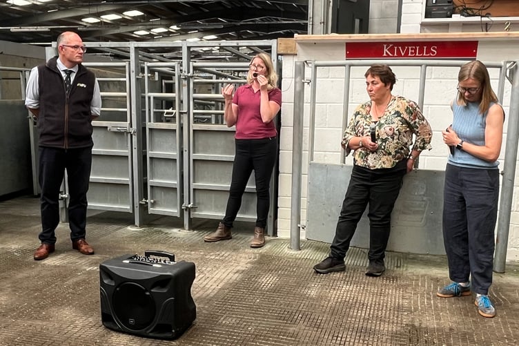 Speakers at the Holsworthy Market briefing included Tom and Rebecca Cavill from Torch Farm Vets