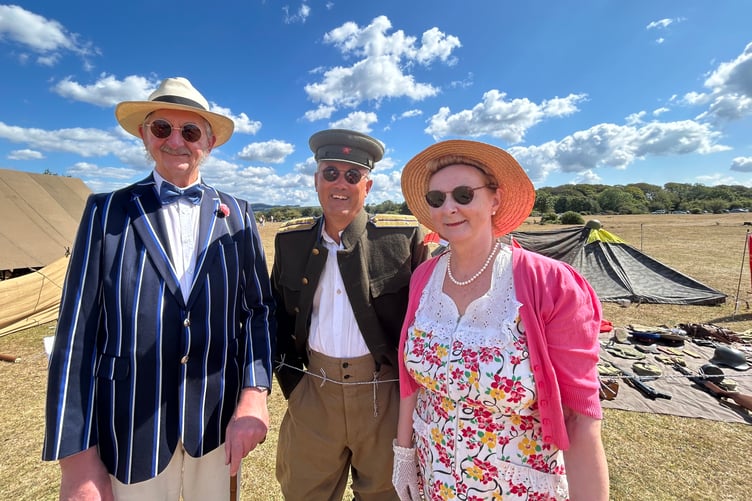 Local re-enactors Keith and Elaine Ward in their vintage Sunday best with Stuart, who was telling the story of the Russian military in World War Two.